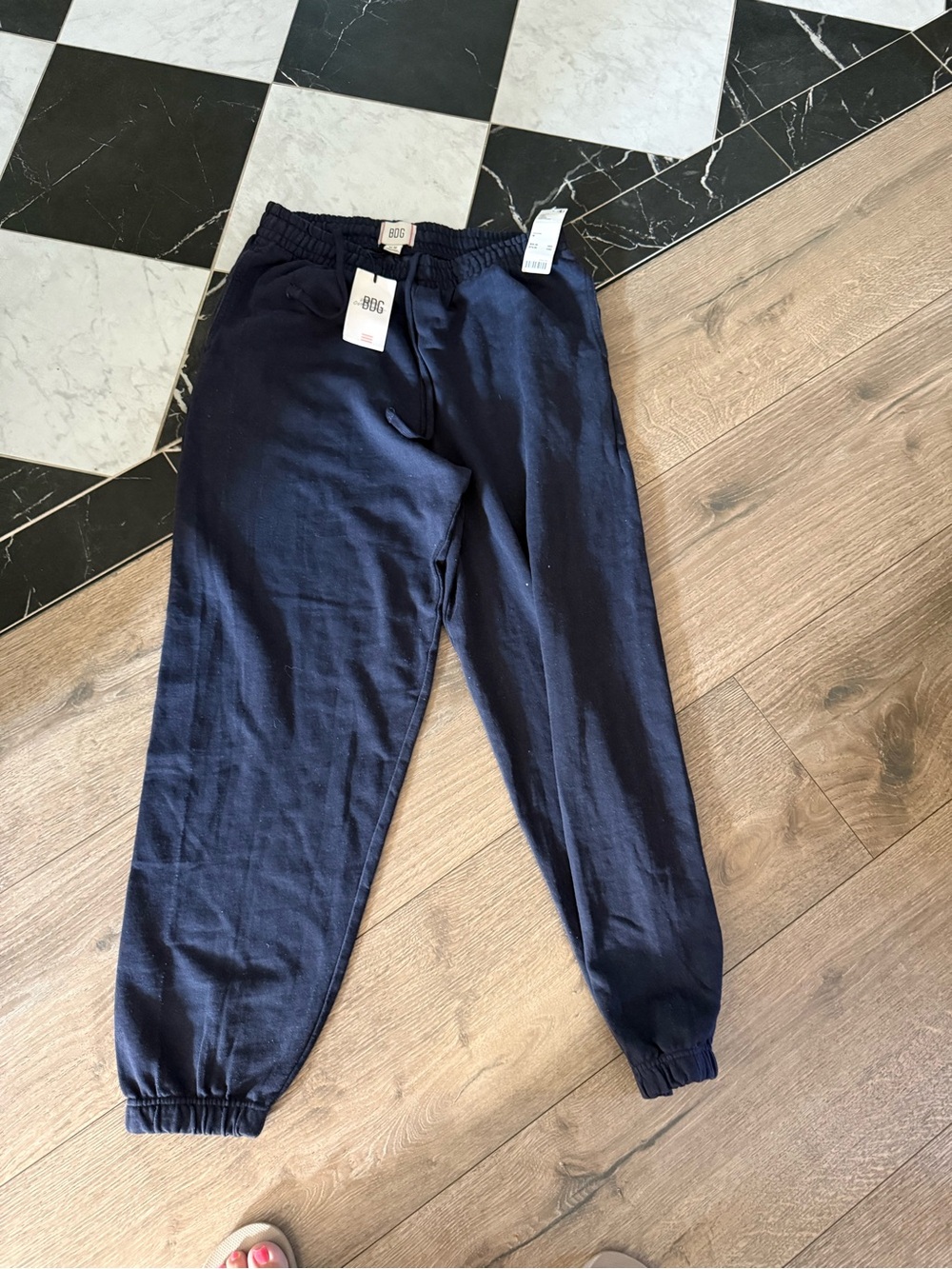 BDG Navy Elastic-Waist Jogger Sweatpants